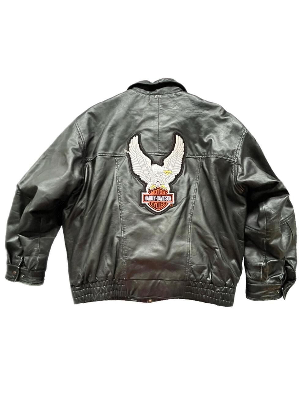 Harley-Davidson Patched VTG Black Leather Motorcycle Jacket by Swayde - M